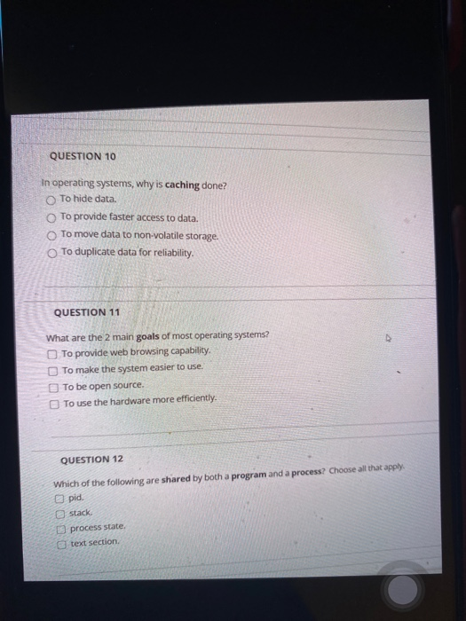 Solved QUESTION 10 in operating systems, why is caching | Chegg.com