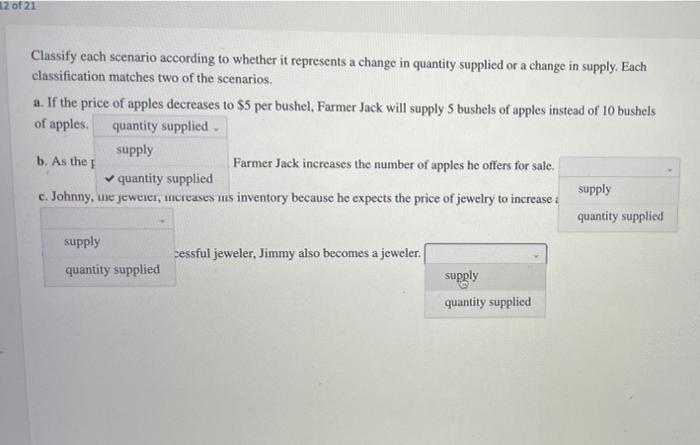 Solved 12 of 21 Classify each scenario according to whether | Chegg.com