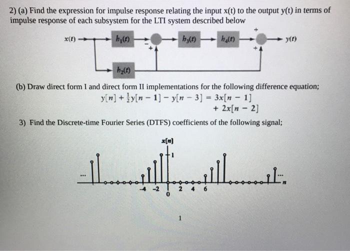 Solved 2) (a) Find the expression for impulse response | Chegg.com
