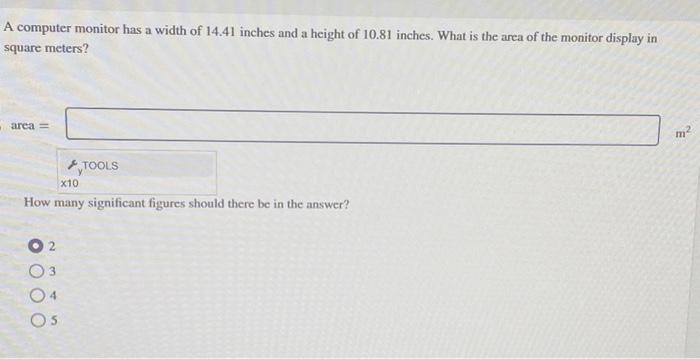 Solved A computer monitor has a width of 14.41 inches and a | Chegg.com