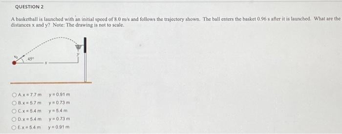 Solved QUESTION 2 A basketball is launched with an initial | Chegg.com