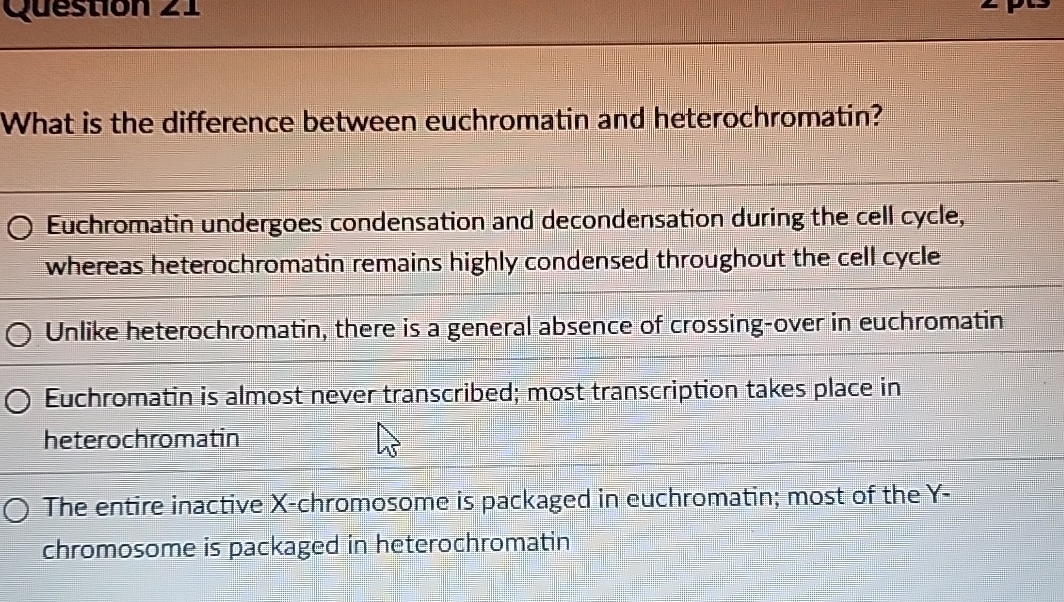 Solved What is the difference between euchromatin and | Chegg.com