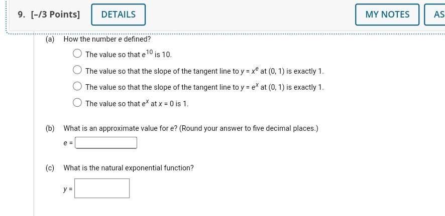 Solved 9. [-/3 Points] DETAILS MY NOTES AS (a) How the | Chegg.com