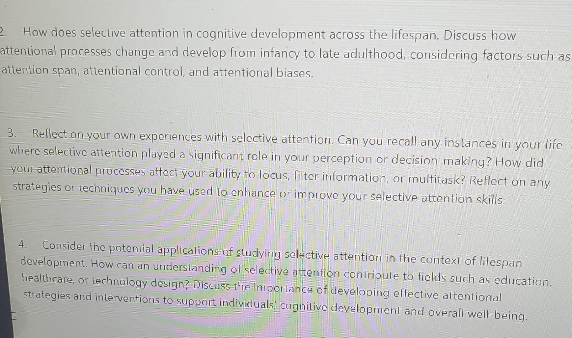 Cognitive development over online the lifespan