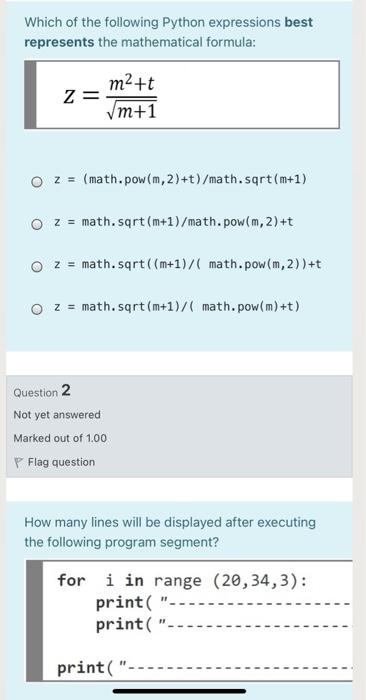 Solved Which of the following Python expressions best | Chegg.com