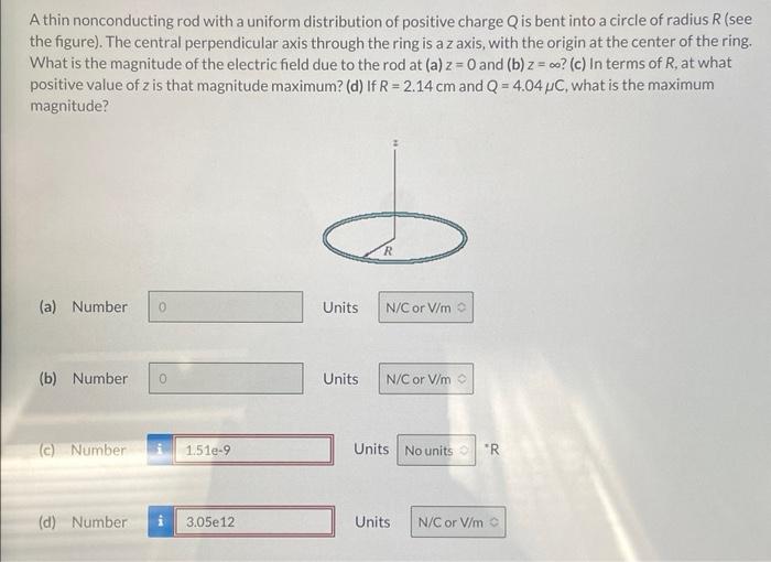 Solved A Thin Nonconducting Rod With A Uniform Distribution | Chegg.com