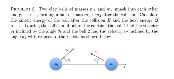 Solved Problem 2. Two clay balls of masses m1 and m2 smash | Chegg.com