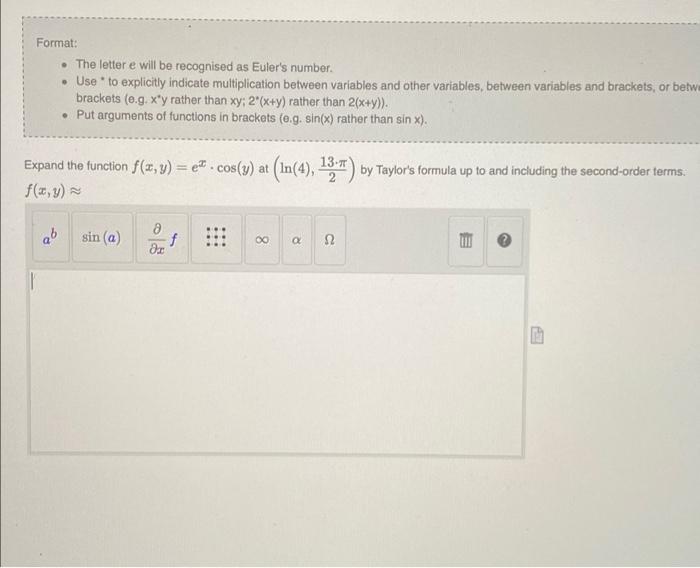 Solved Format: • The letter e will be recognised as Euler's | Chegg.com