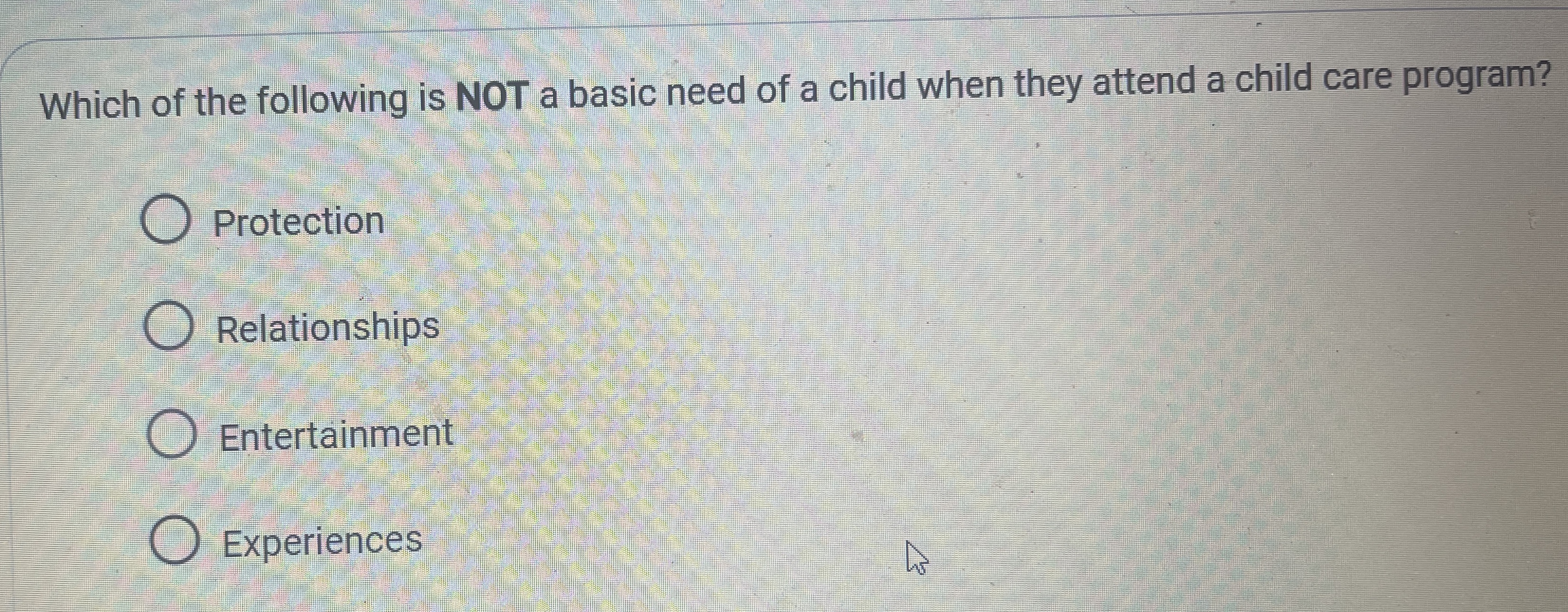 Solved Which of the following is NOT a basic need of a child | Chegg.com
