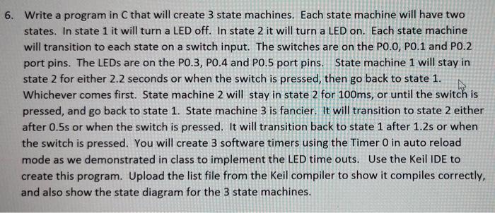 Solved 6. Write a program in C that will create 3 state | Chegg.com
