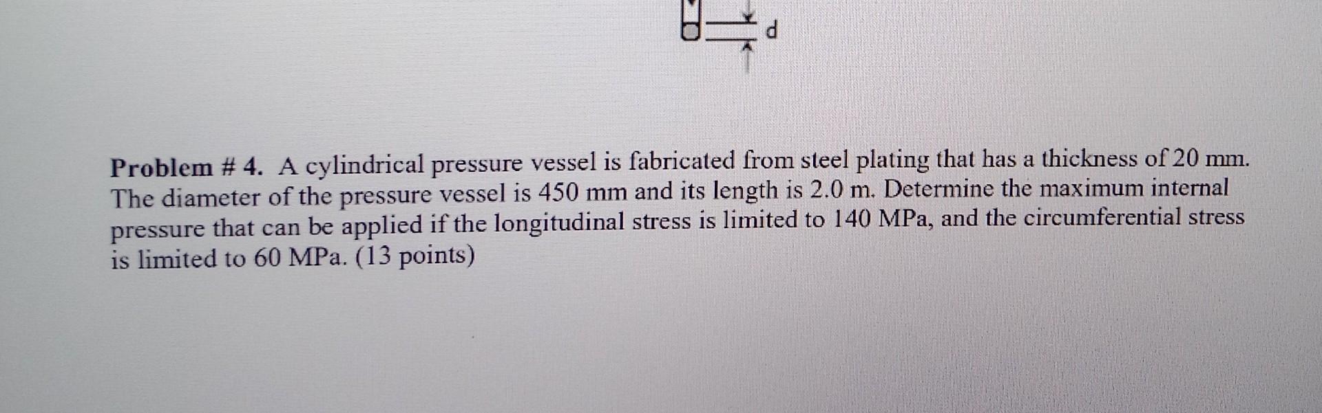 Solved Problem \# 4. A cylindrical pressure vessel is | Chegg.com