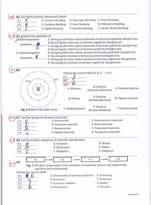 Solved a3. Q4. List three primary interatomic bonds: A. | Chegg.com