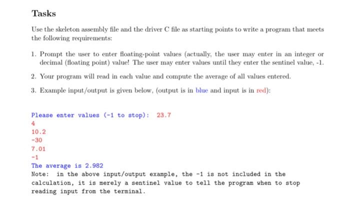 Solved Tasks Use the skeleton assembly file and the driver C | Chegg.com