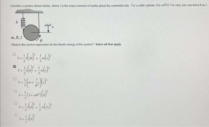 Solved Consider a systern shown below, where I is the mass | Chegg.com