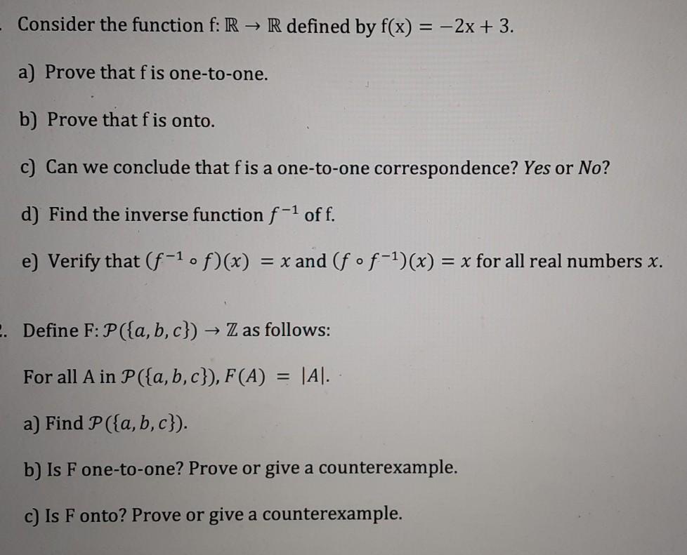 Solved Consider The Function F R → R Defined By F X 2x