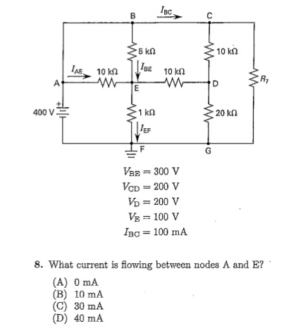 Solved What Current Is Flowing Between Nodes A And E Wha Chegg Com