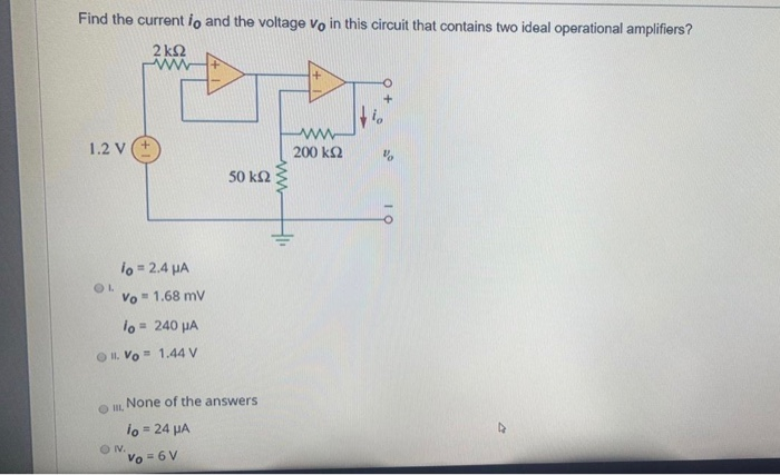 Solved Find the current io and the voltage vo in this | Chegg.com