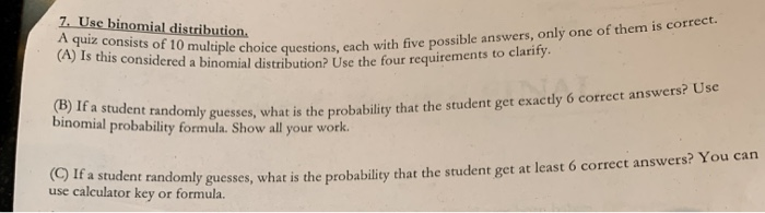 Solved A quiz consists of 10 multiple choice questions, each | Chegg.com