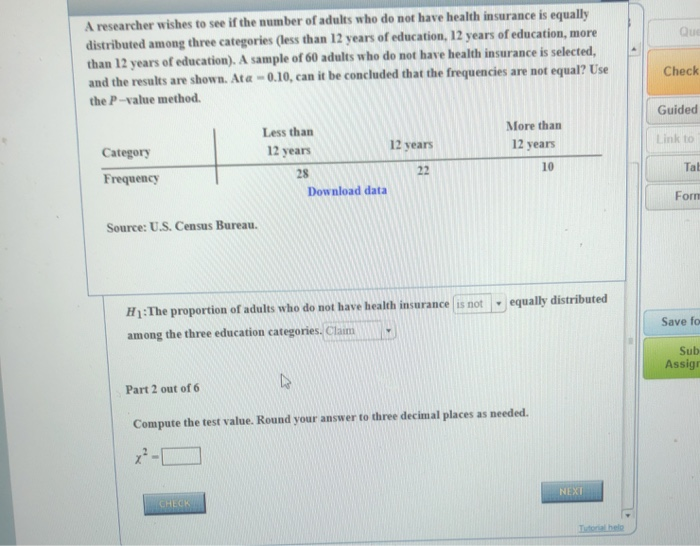Solved A researcher wishes to see if the number of adults | Chegg.com