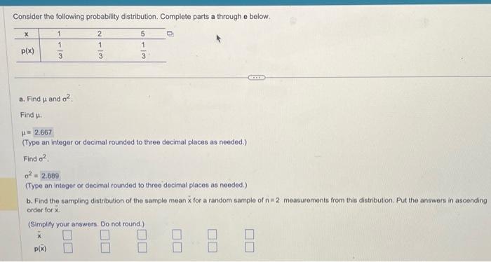 Solved Consider the following probability distribution. | Chegg.com