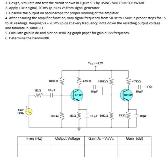 Solved 1. Design, simulate and test the circuit shown in | Chegg.com