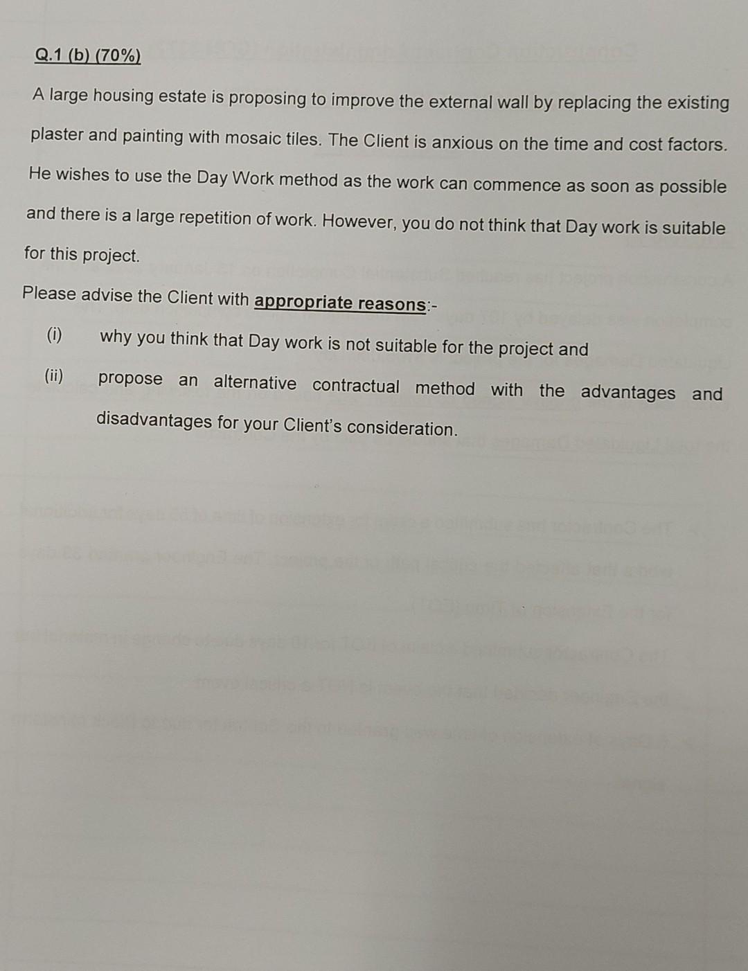 Solved Q.1 (b) (70%) A Large Housing Estate Is Proposing To | Chegg.com