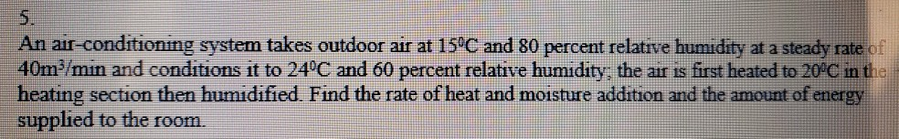 Solved 5. An air-conditioning system takes outdoor air at | Chegg.com