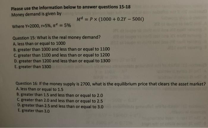 Solved Please use the information below to answer questions | Chegg.com