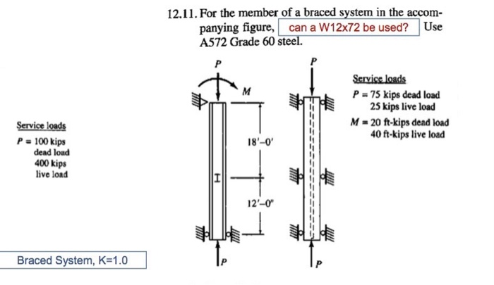12.11. For the member of a braced system in the | Chegg.com