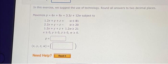 Solved In this exercise, we suggest the use of technology. | Chegg.com