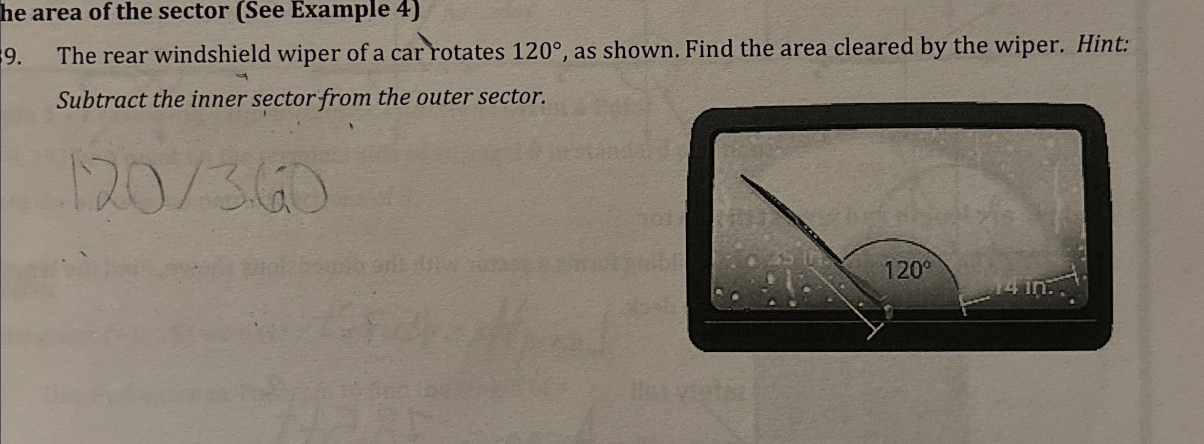 Solved he area of the sector (See Example 4)9. ﻿The rear | Chegg.com