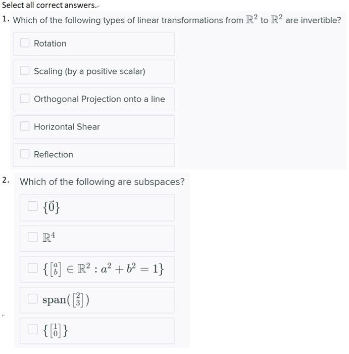 Solved Select all correct answers. 1. Which of the following | Chegg.com