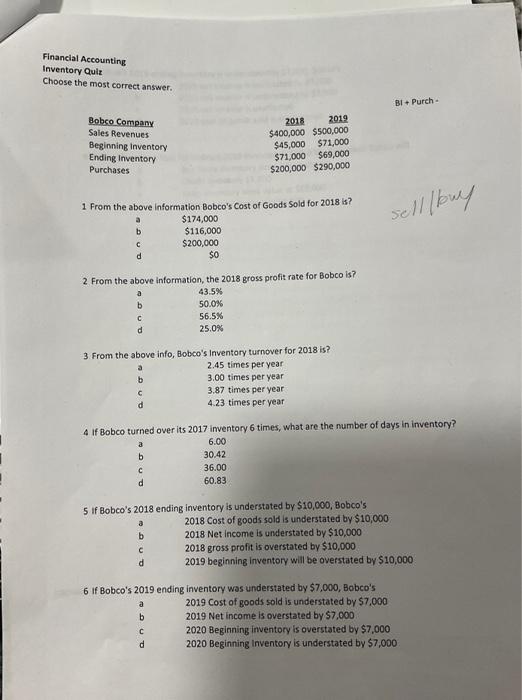 Solved Financial Accounting Inventory Quiz Choose The Most | Chegg.com