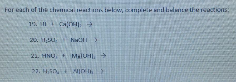 Solved For Each Of The Chemical Reactions Below, Complete | Chegg.com