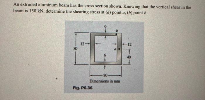 Solved An extruded aluminum beam has the cross section | Chegg.com