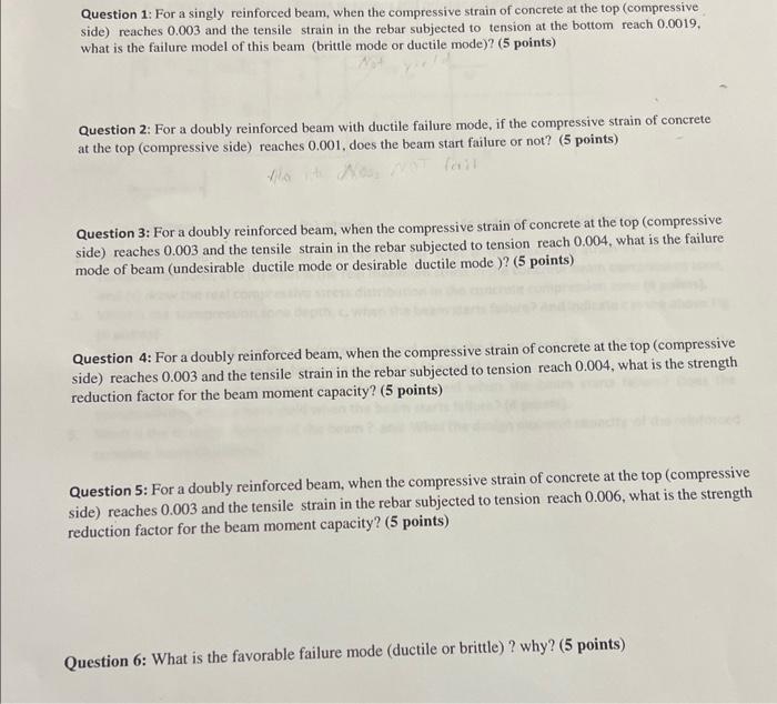 Solved Question 1: For a singly reinforced beam, when the | Chegg.com