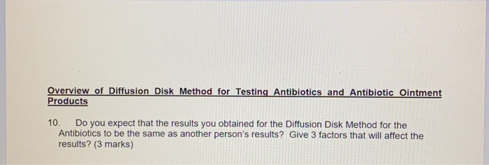 Solved Overview of Diffusion Disk Method for Testing | Chegg.com