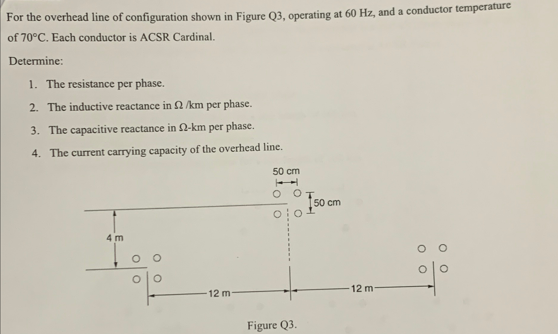 Solved For the overhead line of configuration shown in | Chegg.com