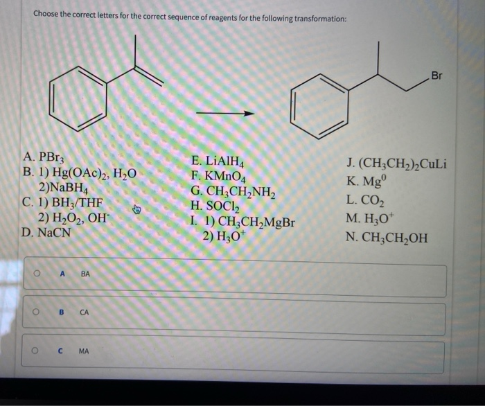 Solved Choose The Correct Letters For The Correct Sequence | Chegg.com