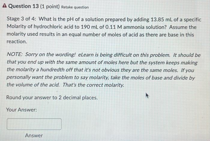 Solved Stage 3 of 4 : What is the pH of a solution prepared | Chegg.com