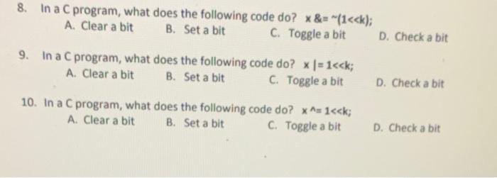 Solved In a C program, what does the following code do? | Chegg.com