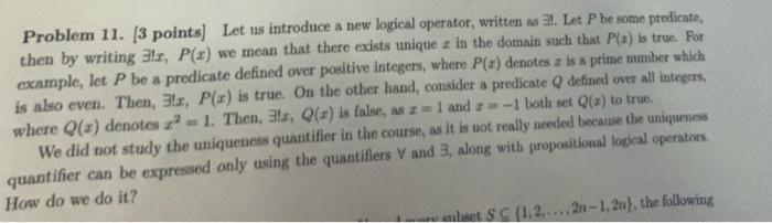 Solved Problem 11. [3 Points] Let Us Introduce A New Logical | Chegg.com