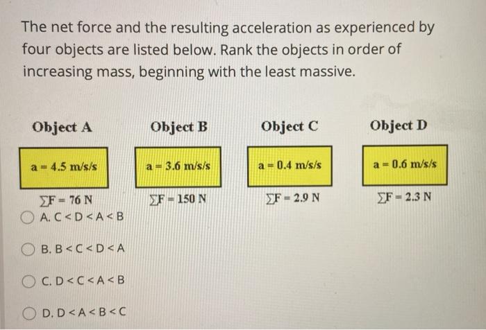 Solved The net force and the resulting acceleration as | Chegg.com