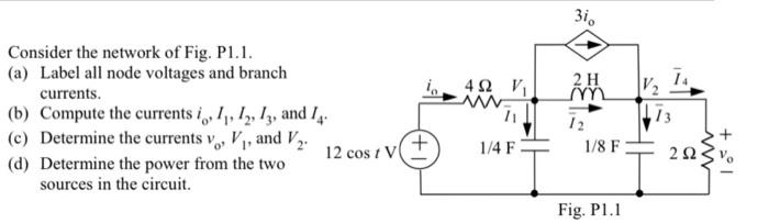 Solved 31. 492 V 2 H V2 14 w Consider the network of Fig. | Chegg.com