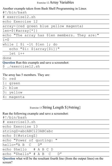 Solved Exercise 12 Array Variables Another example taken | Chegg.com