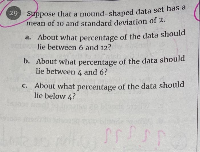 Solved mound-shaped data set has a 29 Suppose that a mean of | Chegg.com