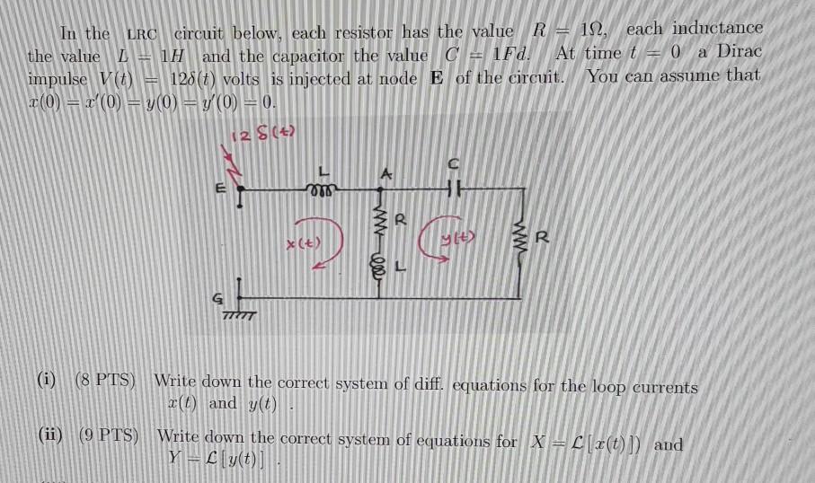 Solved In The Lrc Circuit Below Each Resistor Has The Value Chegg Com