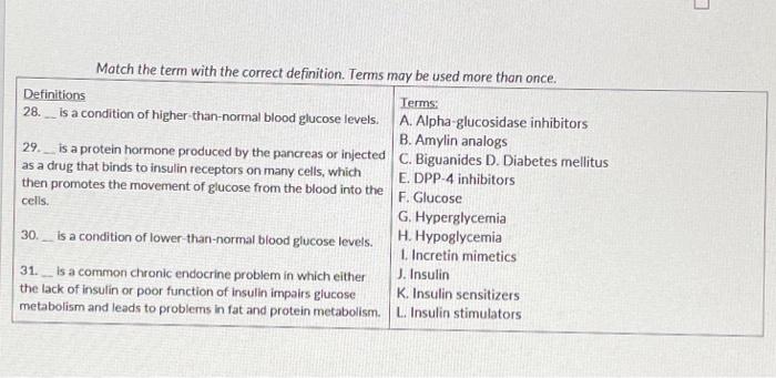 Solved Match the term with the correst dofinitinn Tanne | Chegg.com