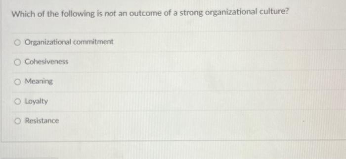 Solved Which of the following is not an outcome of a strong | Chegg.com