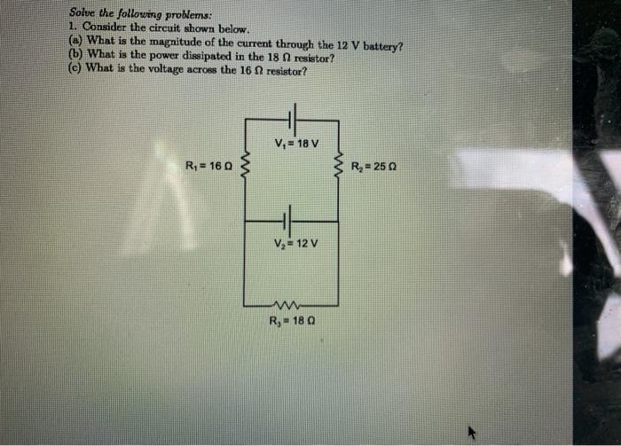 Solved Solve The Following Problems: 1. Consider The Circuit | Chegg.com